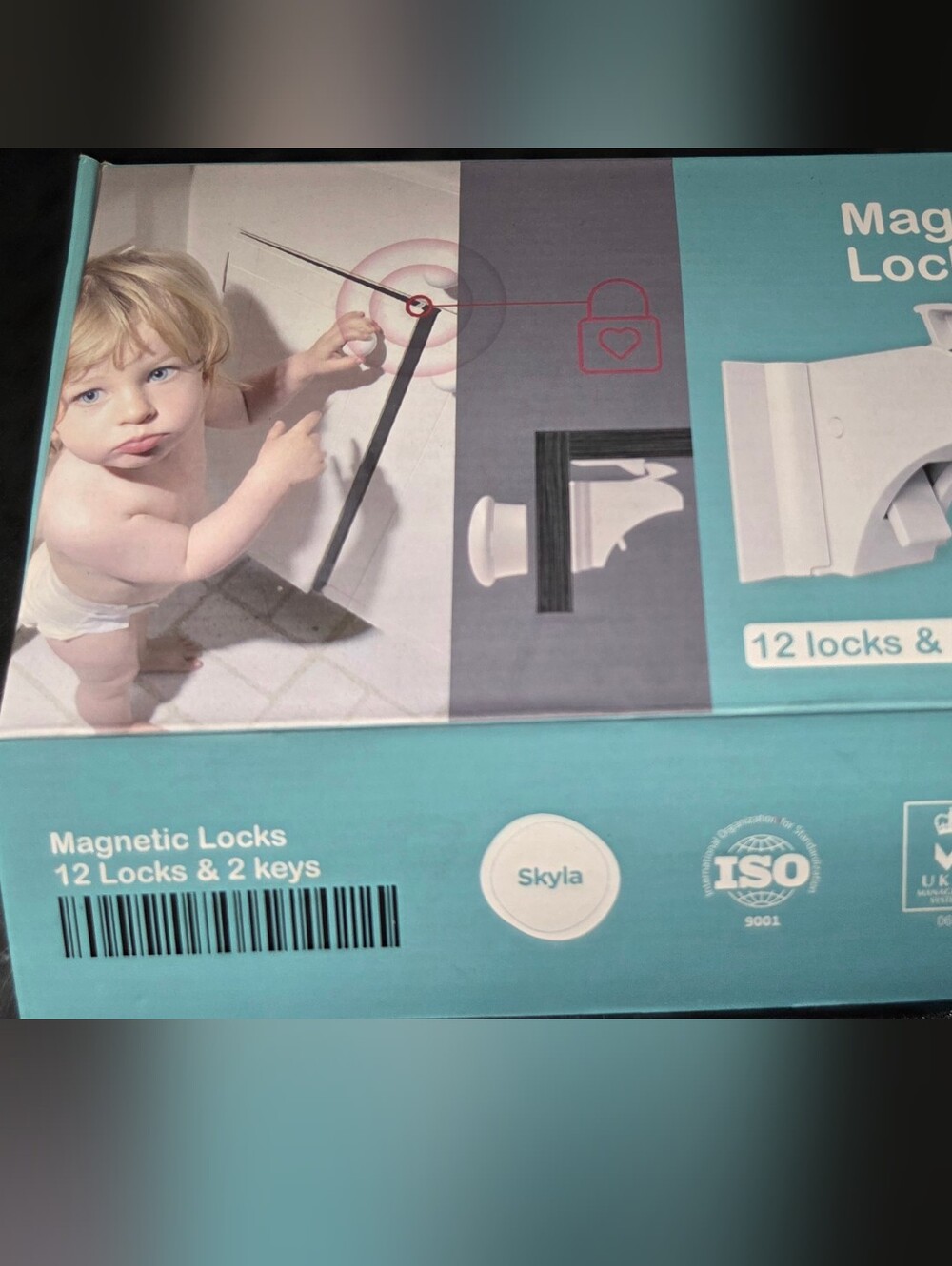 Sky Magnetic Cabinet Safety Locks Set in Teal - 10 In Box.
